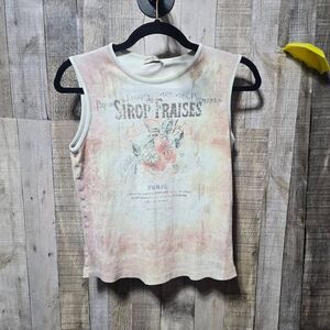 Skinny Minnie Vintage Y2K Sirop Fraises All Over Print Tank Top Girly Femme Retr
